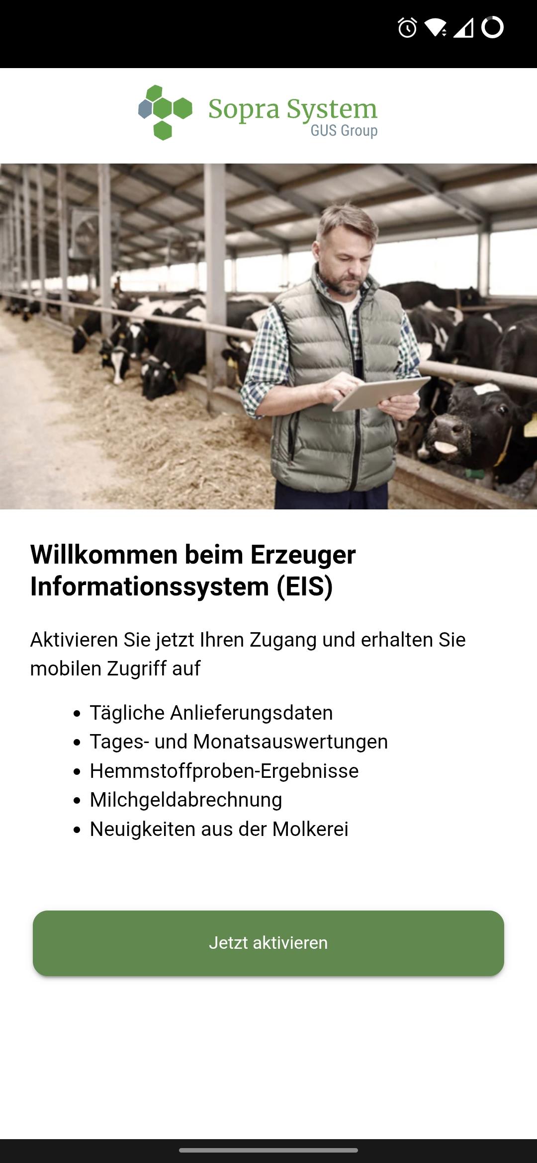 Startbildschirm der App